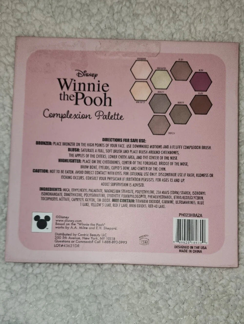 Disney Winnie the Pooh Complexion Palette - Pink with Gold Accents